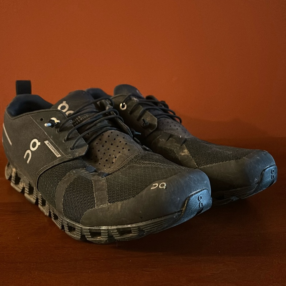On men’s size 9.5 shoes.